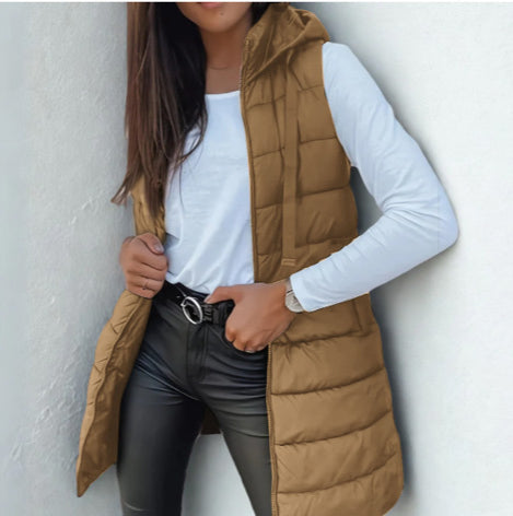 Rain™ - Casual Sleeveless Hood Long Puffer Vest