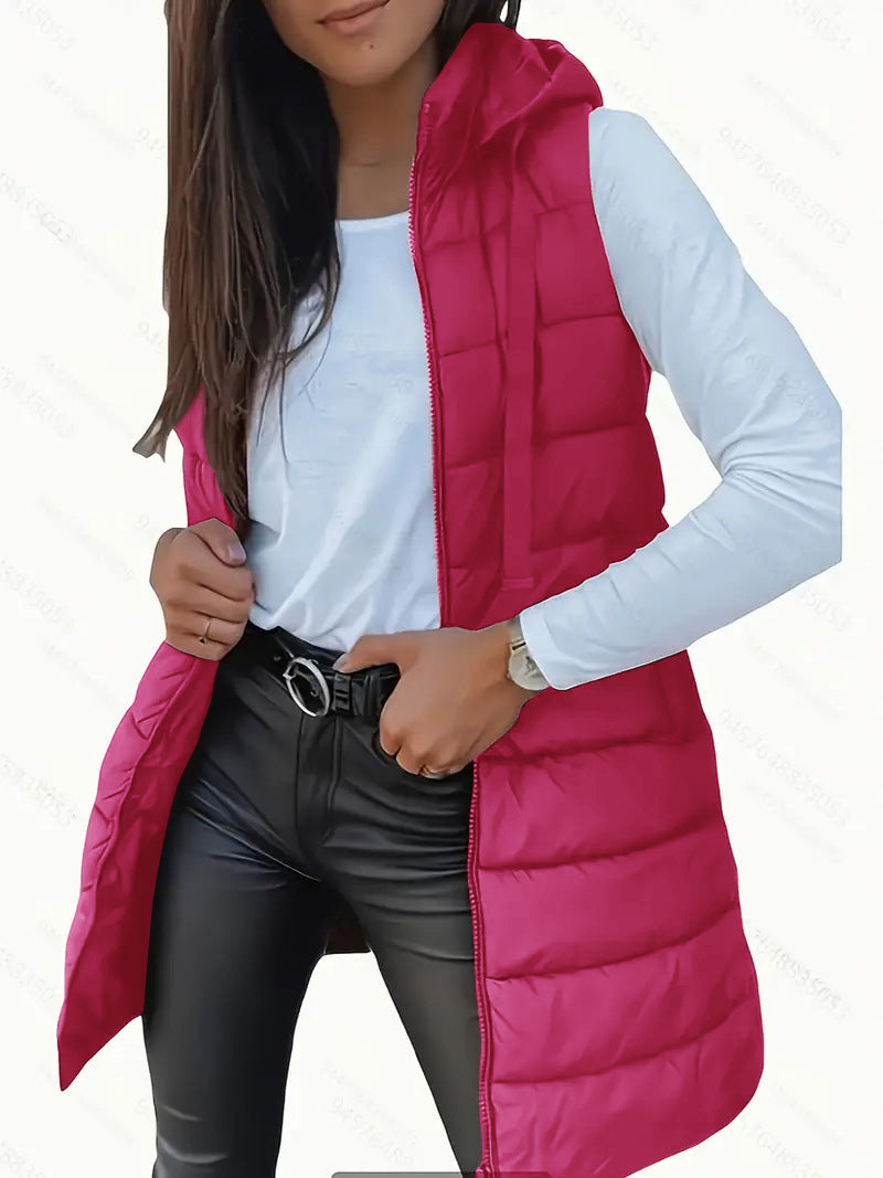 Rain™ - Casual Sleeveless Hood Long Puffer Vest