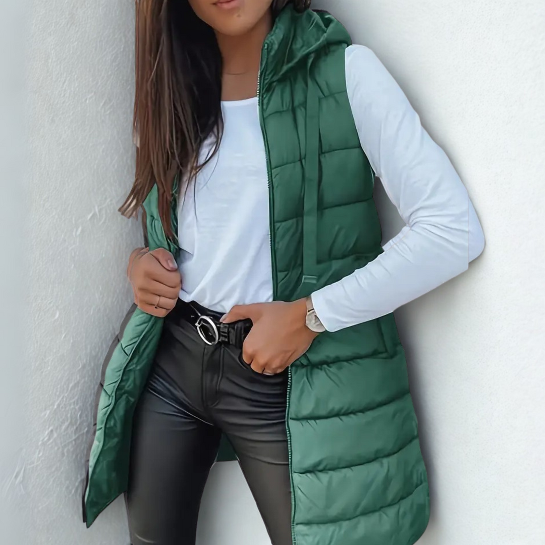 Rain™ - Casual Sleeveless Hood Long Puffer Vest