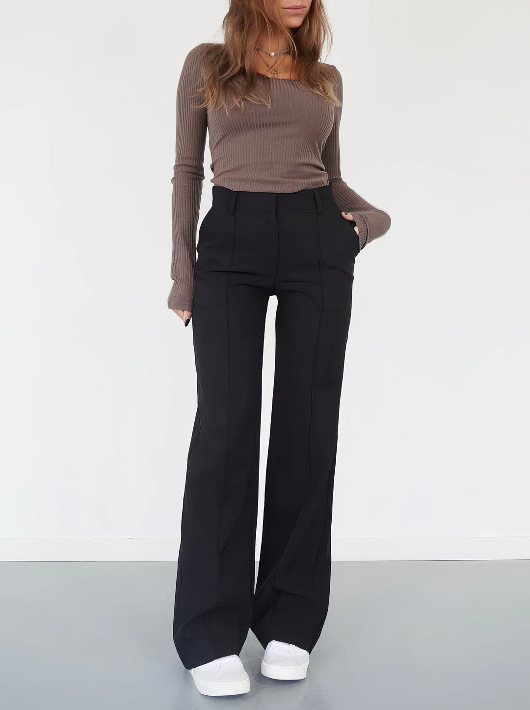 Casual Wide-leg high-waisted trousers for women