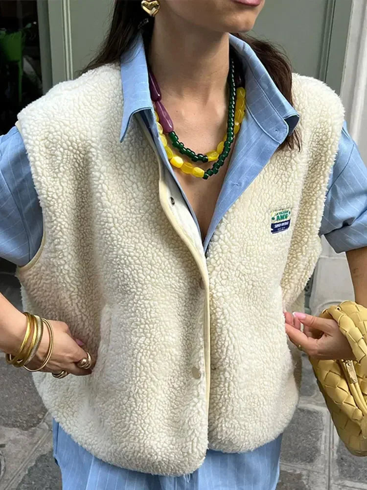 Casual fleece vest for women