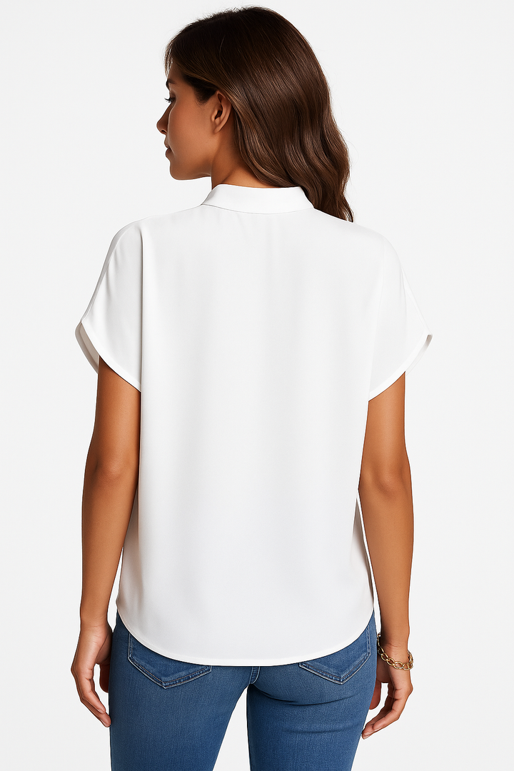V-Neck Mandarin Collar Blouse