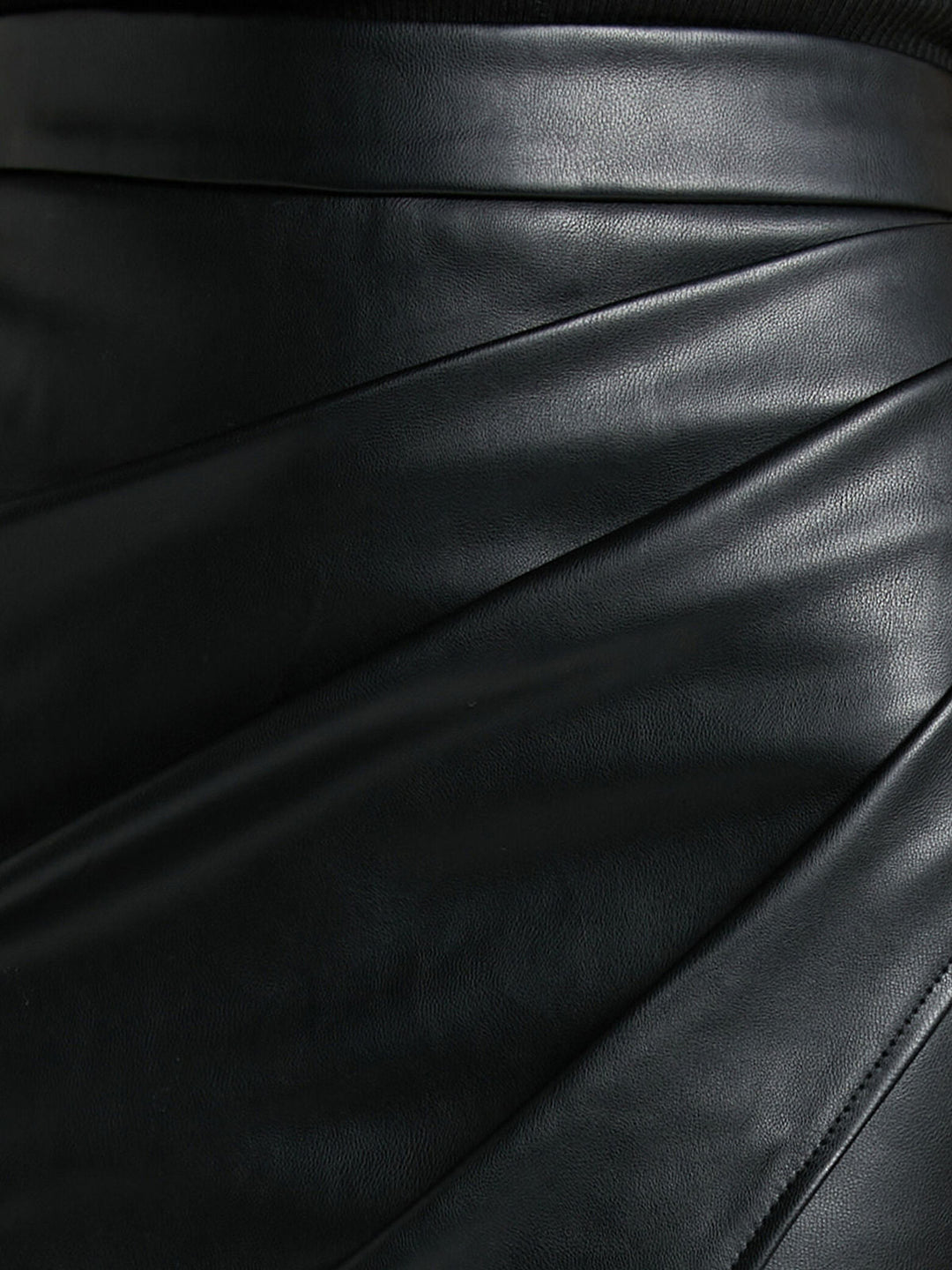 Faux Leather Pleated Split Skirt