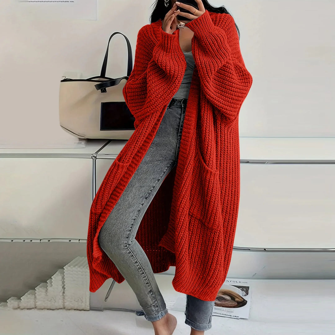 Lilia | Long Sleeved Knee Length Knitted Overcoat