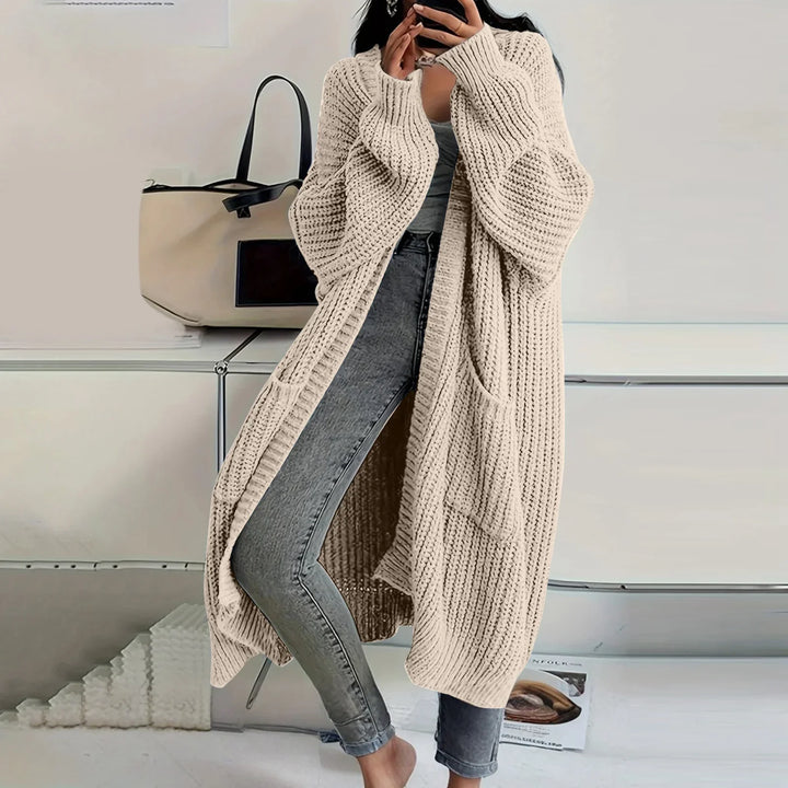 Lilia | Long Sleeved Knee Length Knitted Overcoat