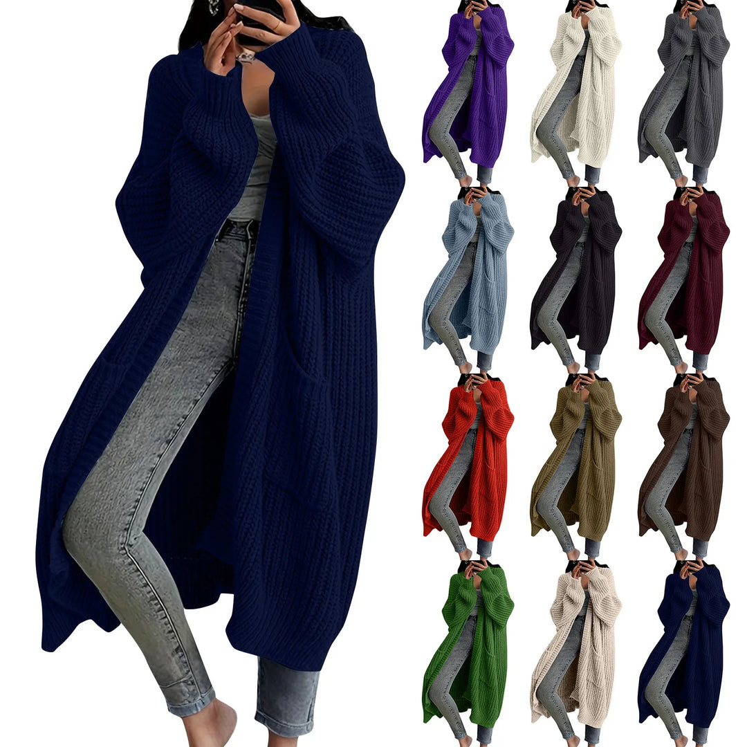 Lilia | Long Sleeved Knee Length Knitted Overcoat