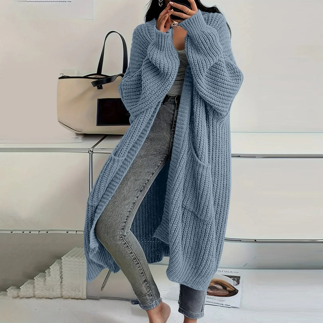 Lilia | Long Sleeved Knee Length Knitted Overcoat