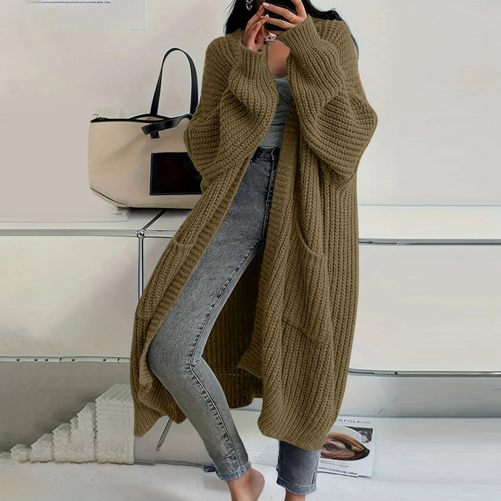 Lilia | Long Sleeved Knee Length Knitted Overcoat