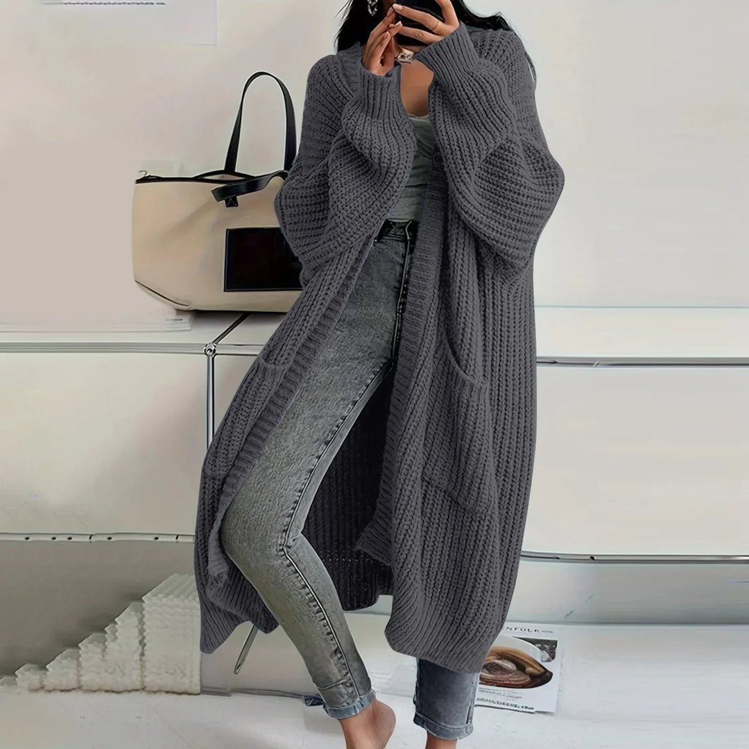 Lilia | Long Sleeved Knee Length Knitted Overcoat