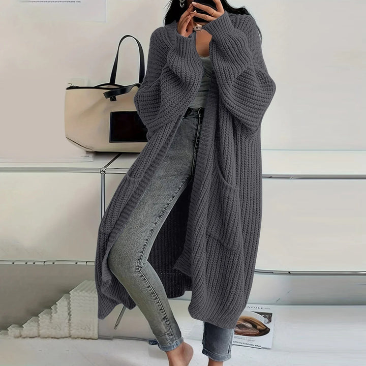 Lilia | Long Sleeved Knee Length Knitted Overcoat