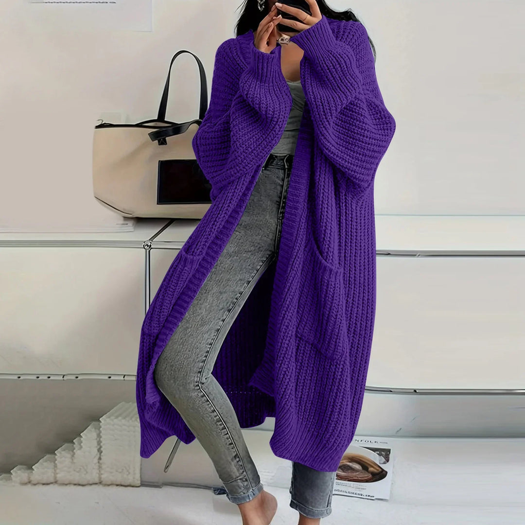 Lilia | Long Sleeved Knee Length Knitted Overcoat