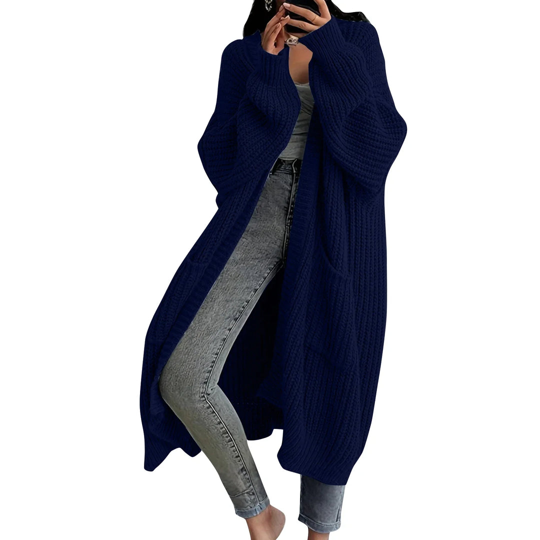 Lilia | Long Sleeved Knee Length Knitted Overcoat