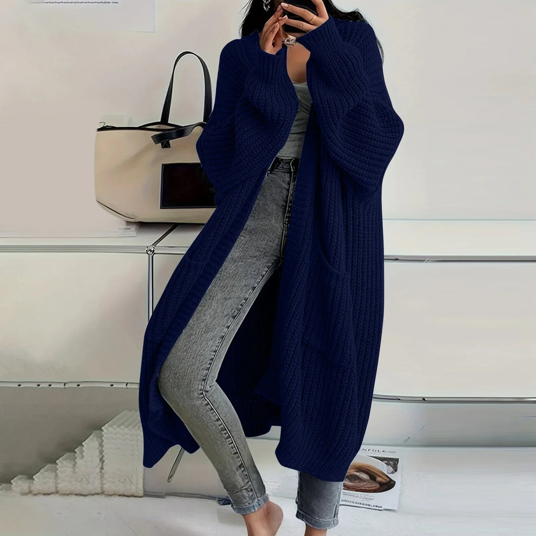 Lilia | Long Sleeved Knee Length Knitted Overcoat
