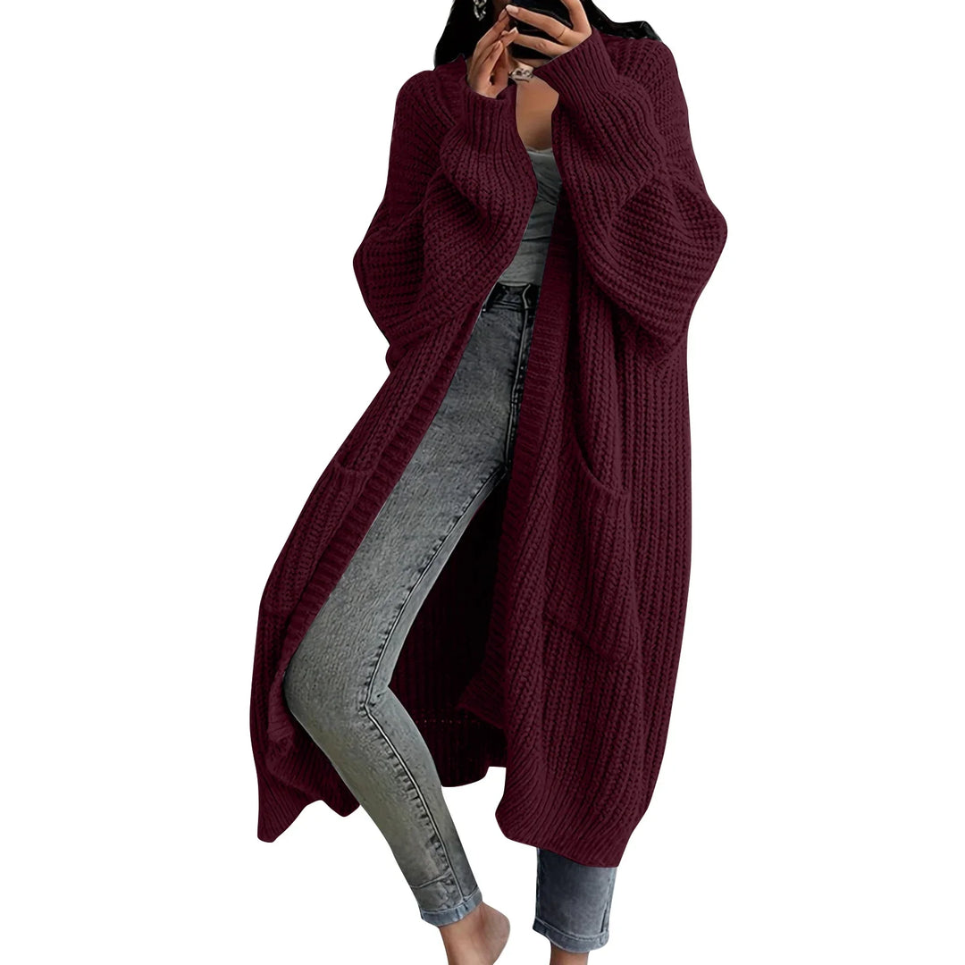 Lilia | Long Sleeved Knee Length Knitted Overcoat