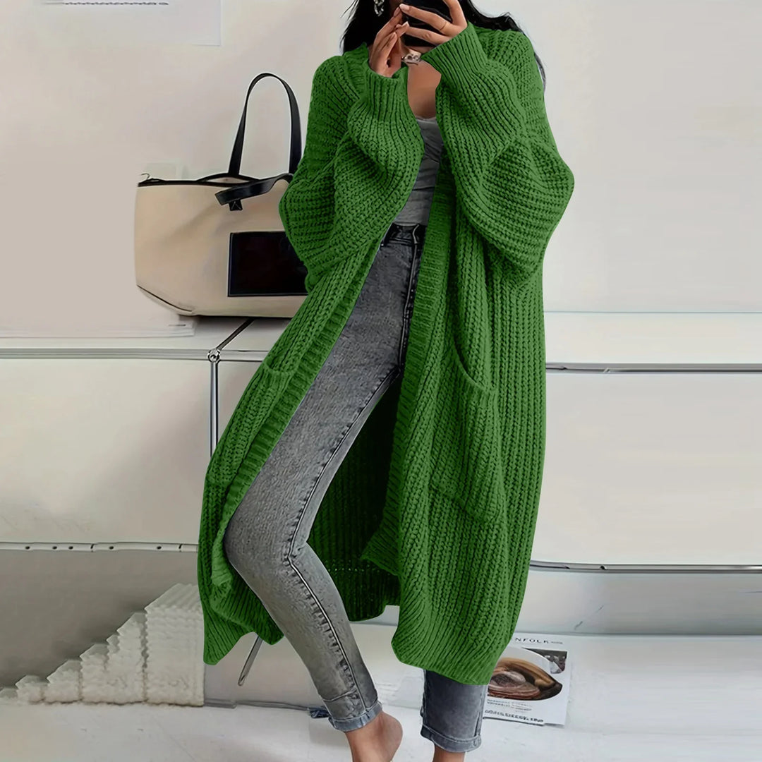 Lilia | Long Sleeved Knee Length Knitted Overcoat