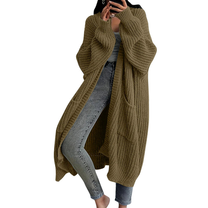 Lilia | Long Sleeved Knee Length Knitted Overcoat