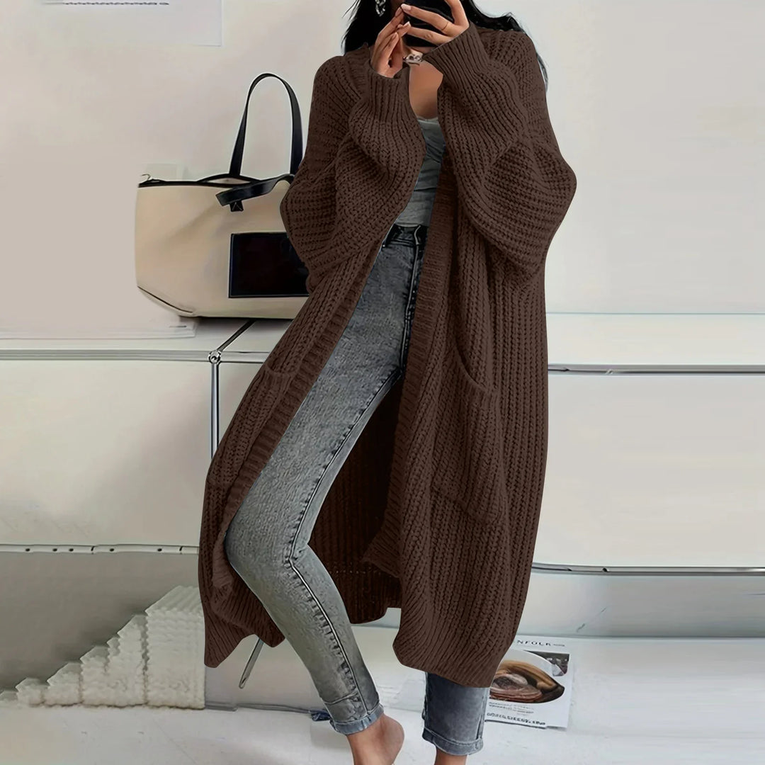 Lilia | Long Sleeved Knee Length Knitted Overcoat