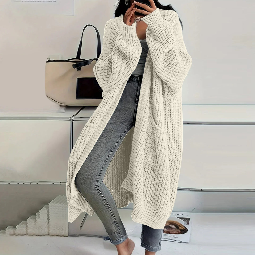 Lilia | Long Sleeved Knee Length Knitted Overcoat