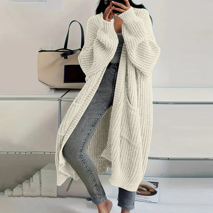 Lilia | Long Sleeved Knee Length Knitted Overcoat