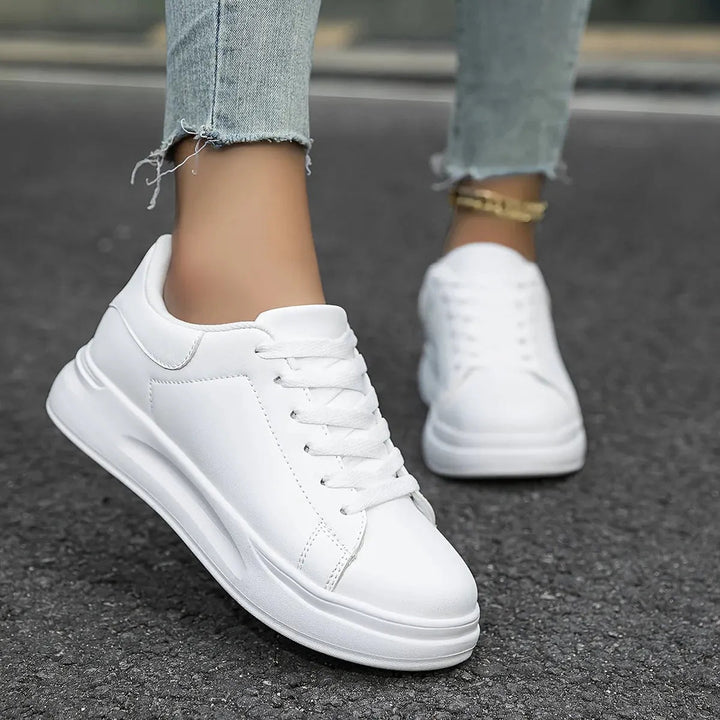 Women's Casual White Leather Sneakers