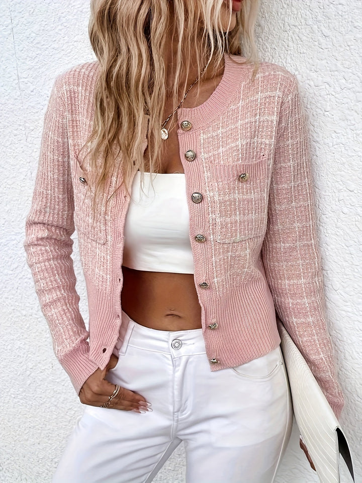 Women’s Tweed Button Front Knit Cardigan